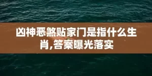 凶神恶煞贴家门是指什么生肖,答案曝光落实