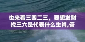 也来看三四二三，要想发财找三六是代表什么生肖,答案曝光落实