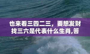 也来看三四二三，要想发财找三六是代表什么生肖,答案曝光落实