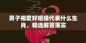 男子相爱好姻缘代表什么生肖，精选解答落实