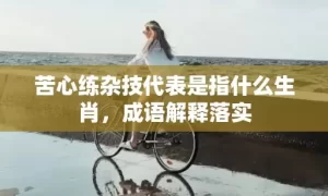 苦心练杂技代表是指什么生肖，成语解释落实