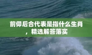 前仰后合代表是指什么生肖，精选解答落实