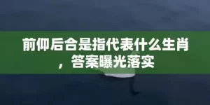 前仰后合是指代表什么生肖，答案曝光落实