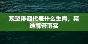 观望徘徊代表什么生肖，精选解答落实