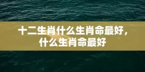 十二生肖什么生肖命最好，什么生肖命最好