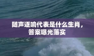 随声逐响代表是什么生肖，答案曝光落实