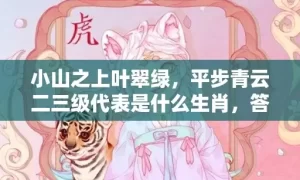 小山之上叶翠绿，平步青云二三级代表是什么生肖，答案曝光落实