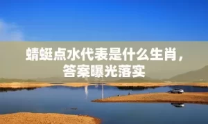 蜻蜓点水代表是什么生肖，答案曝光落实