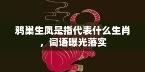 鸦巢生凤是指代表什么生肖，词语曝光落实