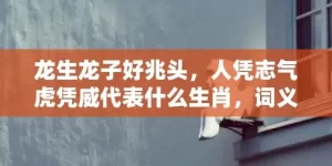 龙生龙子好兆头，人凭志气虎凭威代表什么生肖，词义曝光落实