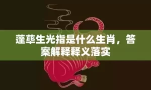 蓬荜生光指是什么生肖，答案解释释义落实