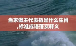 当家做主代表指是什么生肖,标准成语落实释义