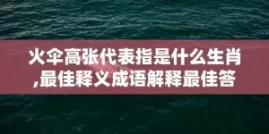 火伞高张代表指是什么生肖,最佳释义成语解释最佳答