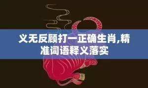 义无反顾打一正确生肖,精准词语释义落实