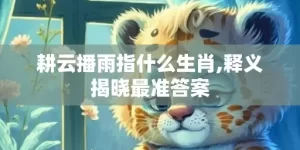 耕云播雨指什么生肖,释义揭晓最准答案