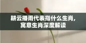 耕云播雨代表指什么生肖,寓意生肖深度解读