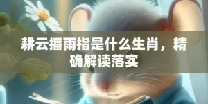 耕云播雨指是什么生肖，精确解读落实