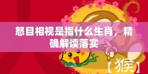 怒目相视是指什么生肖，精确解读落实