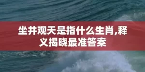坐井观天是指什么生肖,释义揭晓最准答案