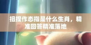 扭捏作态指是什么生肖，精准回答精准落地