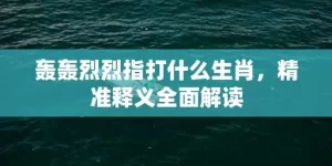 轰轰烈烈指打什么生肖，精准释义全面解读