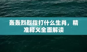轰轰烈烈指打什么生肖，精准释义全面解读