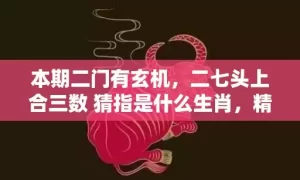 本期二门有玄机，二七头上合三数 猜指是什么生肖，精确解读落实