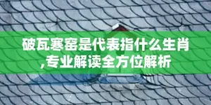 破瓦寒窑是代表指什么生肖,专业解读全方位解析