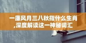 一廉风月三八秋指什么生肖,深度解读这一神秘词汇
