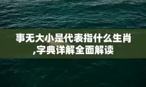 事无大小是代表指什么生肖,字典详解全面解读